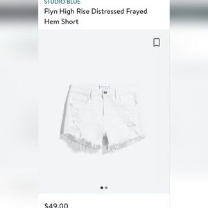 White high rise distressed frayed hem short